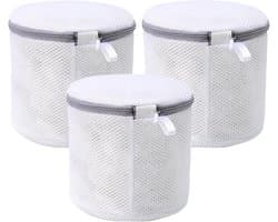 bh-waszakje - 3 ST. - Anti-Vervorming - mesh waszakken - Met Rits - Waszakje Lingerie - 15*17 cm - voor Wasmachine - Cilindrische Ritsen Wasmachinetas - grijs wit