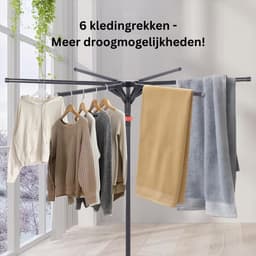 MKSS® Droogmolen met Voet voor Camping & Thuis - Wasrek Staand - Droogrek Inklapbaar - Zwart — thumbnail 4
