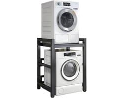 Wasmachine Droger Rek - Stapelbaar Platform - Ruimte Besparen - Draagvermogen 400kg - 75x65x105 cm - Zwart