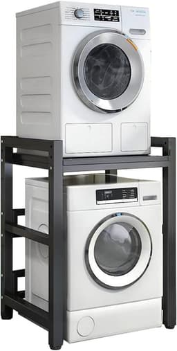 Wasmachine Droger Rek - Stapelbaar Platform - Ruimte Besparen - Draagvermogen 400kg - 75x65x105 cm - Zwart — thumbnail 1