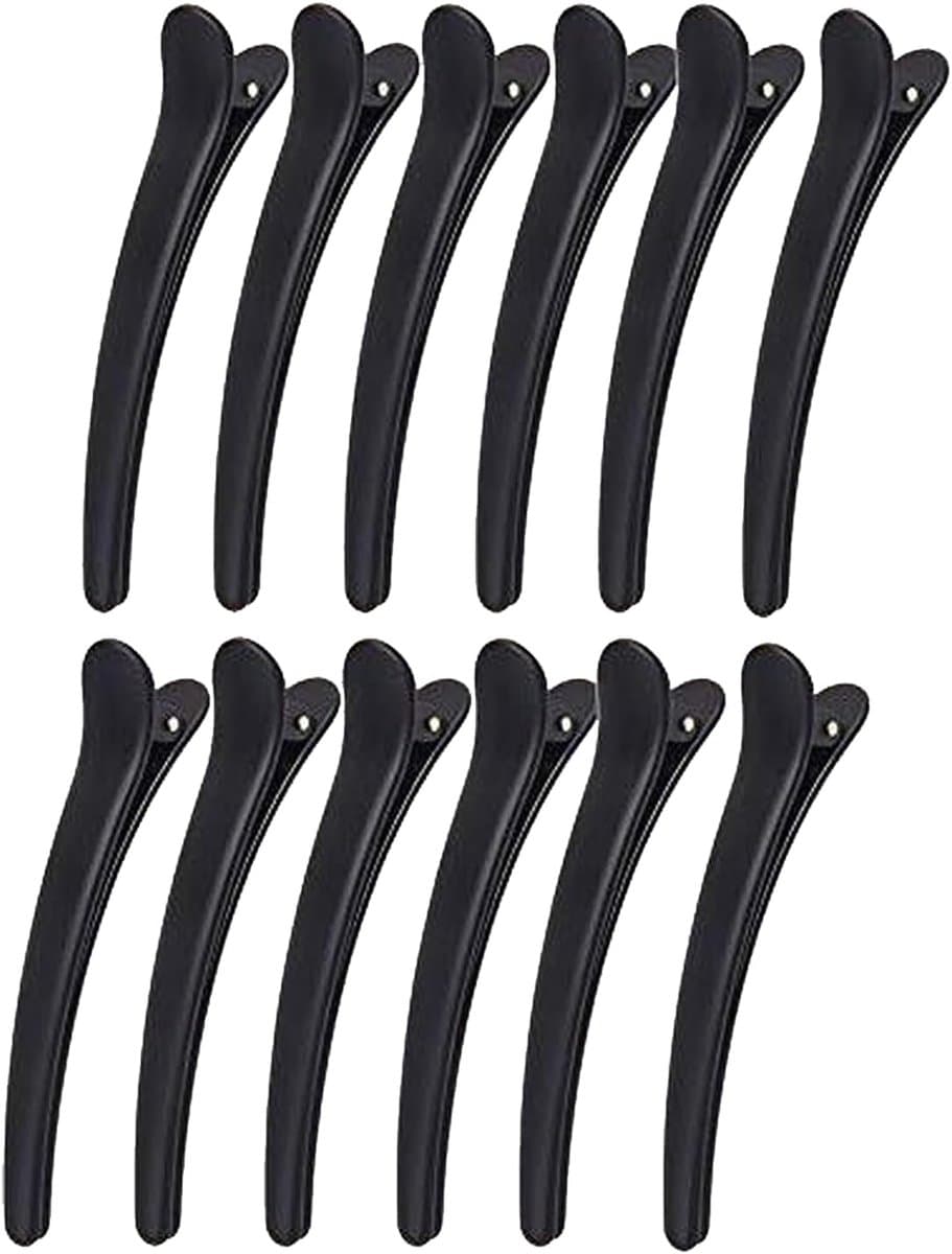 Haarclips Krokodil - Haarspelden Set - Haarstyling Knippen - Professionele Kwaliteit - 12 Stuks - Zwart — afbeelding 1
