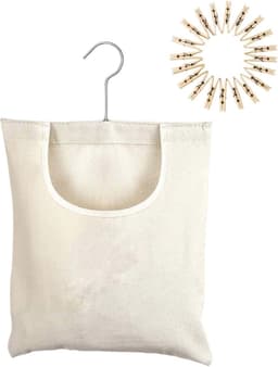 Wasknijperhouder Tas - Opbergzak Clips - Buiten Droogrek - Brede Opening Ontwerp - 32x27cm - Beige — thumbnail 1