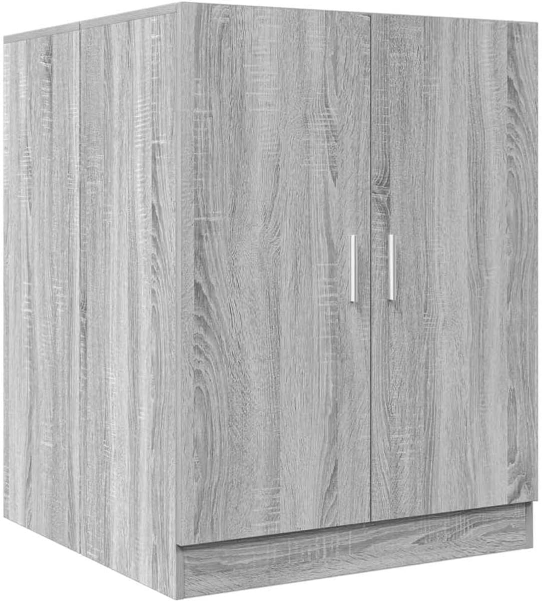Wasmachinekast - Badkamerkast - Wasmachine opbergen - Dubbele deuren - 71x71.5x91.5cm - Grijs Sonoma — afbeelding 1