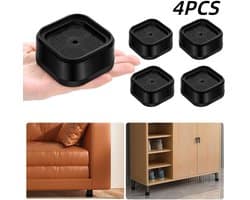4 stuks-Meubelverhogers - voetsteunen voor wasmachines - meubelverhogers - schokabsorberende pads - vochtbestendige pads - geschikt voor bureaus, banken en wasmachines - zwart - 7 x 3,5 cm - binnendiameter 5 cm
