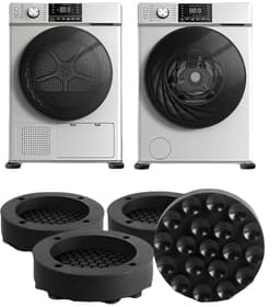 Schokdempende matten voor wasmachines – 4-delige set – universele antislipmatten – geluidsdempend – vloerbescherming – schokdempende voetjes voor wasdrogers – zwart — thumbnail 1