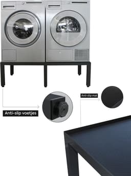 WassiStand Wasmachine Verhoger met Anti-Slip & Grip – Wasmachine Kast en Ombouw – Verhoging voor Wasmachine, Vaatwasser, Koelkast, Vriezer en Droger – Witgoed Verhoger Inclusief 6 Dempers – Roestvrij – Maximaal 750 kg – 122x61x34cm - Grijs — thumbnail 4