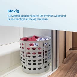 ProPlus Opvouwbare Wasmand - Ø 35 cm, H: 34 cm - Compact - Met 2 zijgrepen - Strijkmand - Opbergmand - Caravan- camperaccessoires - Lichtgrijs — thumbnail 3