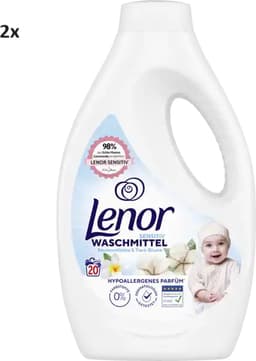 2 x Lenor Vloeibaar Wasmiddel - Sensitive Katoenbloesem - 2 x 20 Wasbeurten — thumbnail 1