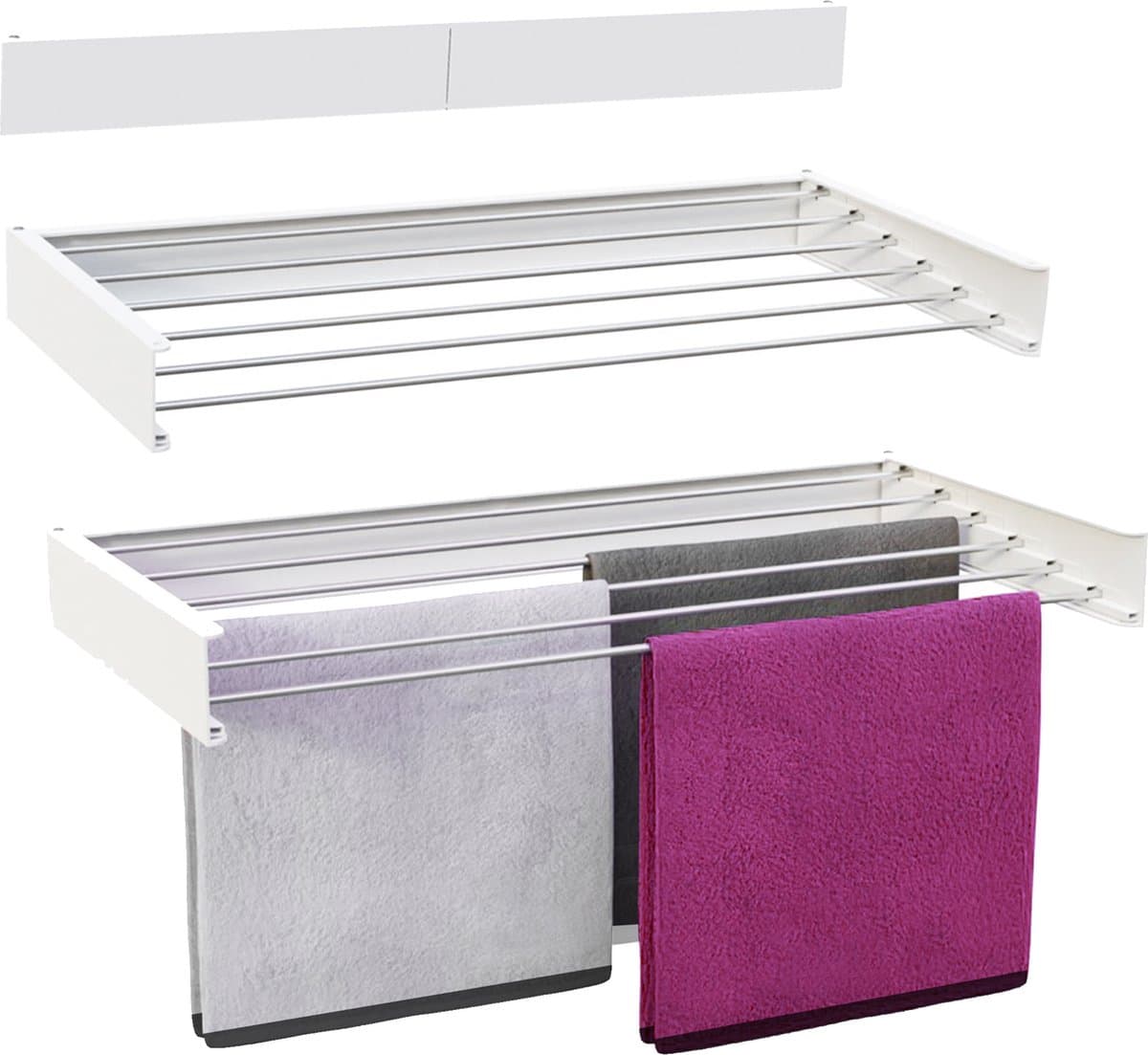 Vonia Wanddroogrek Inklapbaar 100 cm - Wasrek Hangend - 6m drooglengte - Droogrek Hangend - Wit — afbeelding 1