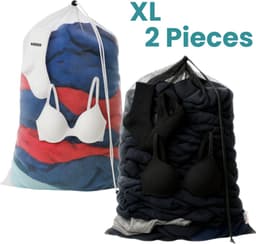 NORDIX Waszak Groot XL - 60x90CM - Waszakken - 2 Stuks - Laundry Bag - Wasnet - Waszakje - Treksysteem - Trekbandsluiting - Polyester - Schoenenzak - BLACK & WHITE — thumbnail 1