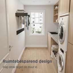 Goodly® High quality Wanddroogrek - Droogrek muur inklapbaar - Wasrek - Wasdroogrek buiten - QUALITY 8.4m - drooglijn - XXL - Wit — thumbnail 4