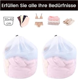 2-Delige wasmachine wasnet - Waszak - Wasnet - Herbruikbare kleine waszak - Met trekkoord - Duurzaam - Geschikt voor ondergoed - kleding en sokken - 40 x 30 cm — thumbnail 2