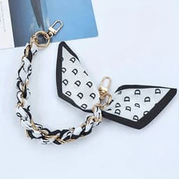 Telefoon - Sieraad - Hanger - Gsm - Ketting - Pols -Handvat handtas - Handtas - Sjaal - Sjaaltje - Decoratie - Wit Zwart D — thumbnail 1