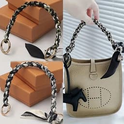 Telefoon - Sieraad - Hanger - Gsm - Ketting - Pols -Handvat handtas - Handtas - Sjaal - Sjaaltje - Decoratie - Wit Zwart D — thumbnail 2