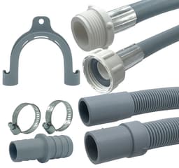 Fixem® - 1.5M Verlengslang set voor wasmachine en vaatwasser - toevoerslang en afvoerslang verlengset - inclusief afvoerverbindingsstuk 19mm x 21mm en slangklemmen — thumbnail 1