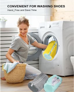 Schoenenwaszak voor wasmachine, verbeterde schoenenwaszak met YKK-rits, 360° schoenenwaszak voor wasmachine, herbruikbare schoenenwaszak (geel, 2 stuks) — thumbnail 3