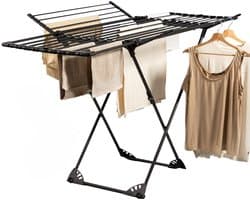 Homra Wasrek Inklapbaar - Tot 22m Was - Staand Droogrek Inklapbaar - Ruimtebesparend Wasrek - Droogrekken - Ecologisch Was Drogen - 182x97x103 CM - Metaal Zwart - Geschikt voor Grote Gezinnen — afbeelding 1