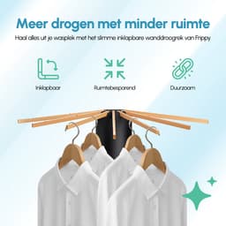 Premium Wanddroogrek inklapbaar - Wasrek Hangend Droogrek - Wasrek muur - Hangdroogrek - Zwart - 6 Meter Drooglengte — thumbnail 5