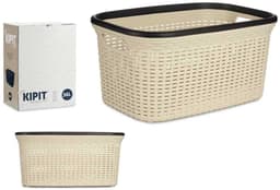 KIPIT Wasmand - crème/beige - kunststof - rotan - inhoud 36 L — thumbnail 2