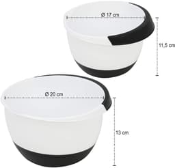 Mengkommen set - antislip, stapelbaar - 2 stuks - wit/zwart - kunststof — thumbnail 4