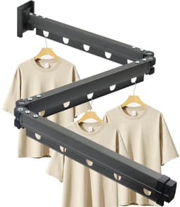 Opvouwbaar droogrek voor kleding - wandmontage - 126 cm - donkergrijs - aluminium — thumbnail 4