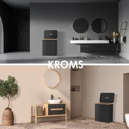 KROMS Wasmand 3 vakken - Zwart - Inclusief NL & ENG Labels - Wassorteerder bamboe - Laundry basket - Wasmand met deksel - 145 L — thumbnail 2