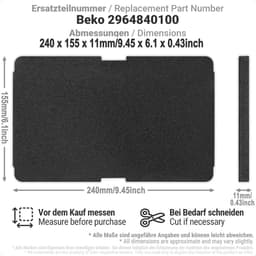 5 stuks - Geschikt voor Beko/Grundig/Blomberg drogerfilters - Drogeraccessoires - Zwart - Schuimfilter - 240*150mm - Geschikt voor wasdrogers en warmtepompdrogers — thumbnail 2