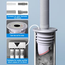Anti-geur wasmachine stop, Universele afvoerset 45-50 mm gezalfde wasmachine slang, vloerafvoerkern, anti-geur wasmachine stop afvoerslang afdichtstop, pakking voor slang, Vloerafvoer geur Val (2 stuks) - Cyslmuk® — thumbnail 3