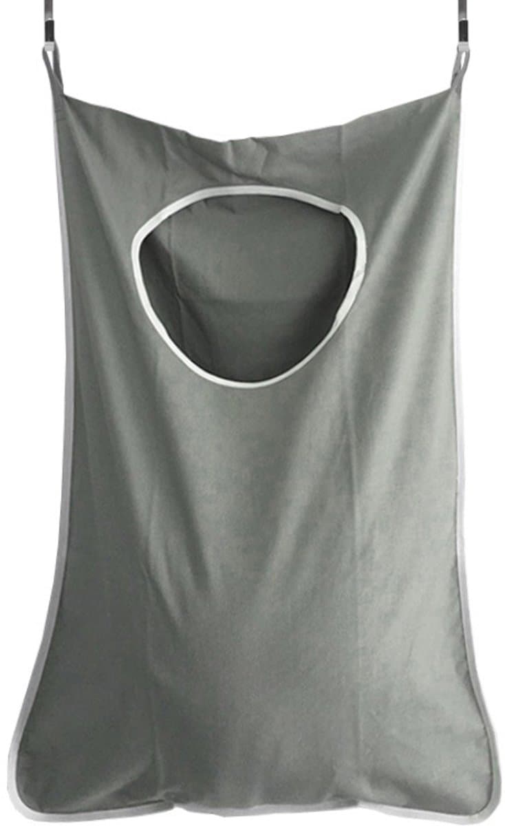 Ophangbare Wasmand - Wasmand Hangend - Polyester - Hangende Opvouwbare Waszak - Deurhaakjes - Rits - 76x51 cm - Grijs — afbeelding 1