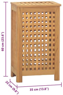 vidaXL - Wasmand - 35x25x60 - cm - massief - teakhout — thumbnail 3