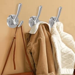 Badjashaak van geborsteld nikkel, handdoekhaak, 3-pack kledinghaken, zware haken voor de bijkeuken, dubbele badjashaken, wandmontage, hoedenhaken voor hal, badkamer, keukenkast — thumbnail 4