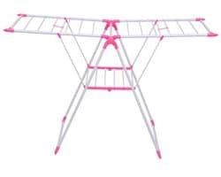 Stevig Inklapbaar Wanddroogrek – Ruimtebesparend Droogrek – Voor Binnen & Buiten – Kledingrek – Drooglengte 130 cm – Roze