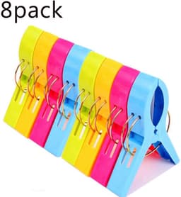 EXCITAT Wasknijpers - Handdoekklemmen - Strandhanddoekklemmen - Badhanddoekklemmen - Winddichte clips - Geschikt voor wasgoed, strandlakens, badlakens en meer - 8 pack — thumbnail 3