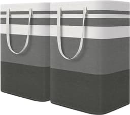 Grote wasmand - 75 liter - set van 2 - grijs - opvouwbaar — thumbnail 2