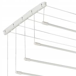 KADAX Plafondwasdroger, wasdroger voor het plafond met 5 stangen, wanddroger met stalen spijlen, plafonddroger, draagvermogen tot 10 kg (wit/180 cm) — thumbnail 3