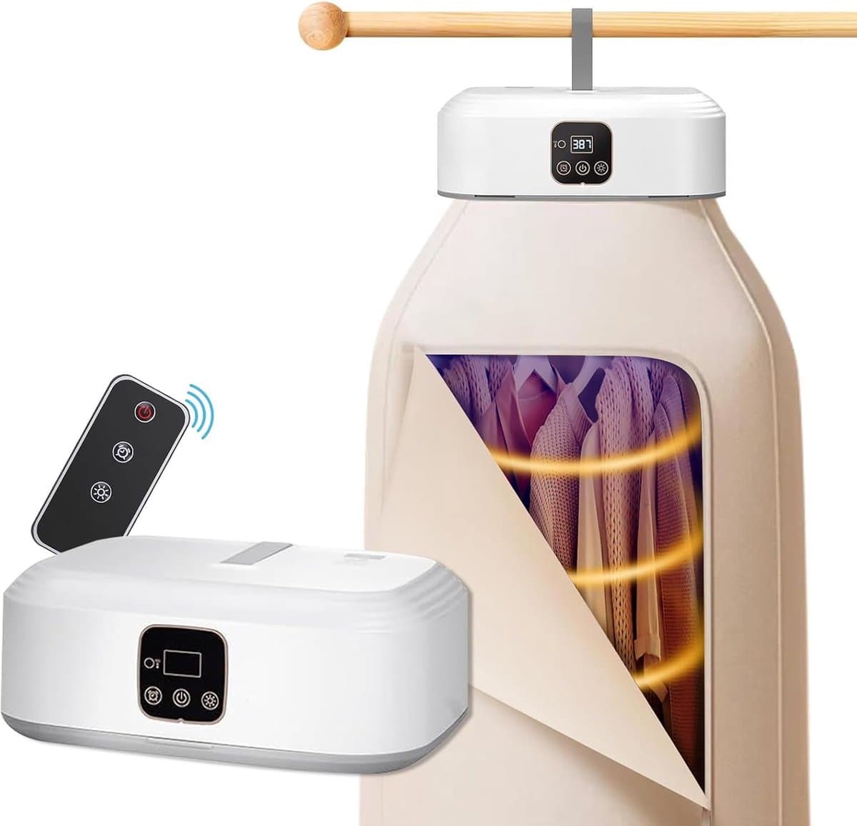Draagbare mini wasdroger met UV-sterilisatie en 360° warme lucht - Opvouwbare en compacte oplossing voor huis en reizen — afbeelding 1