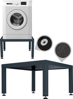 WassiStand Wasmachine Verhoger met Anti-Slip & Grip – Wasmachine Kast en Ombouw – Verhoging voor Wasmachine, Vaatwasser, Koelkast, Vriezer en Droger – Witgoed Verhoger - Inclusief 4 Dempers – Roestvrij – Maximaal 750 kg – 61x61x34cm - Grijs — thumbnail 1