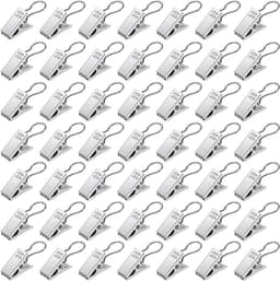 50 Stuks Roestvrijstalen Gordijnclips Metalen Ophanghaken, Gordijnclips met Haken, Gordijnhangers Clips, voor Slaapkamer, Badkamer, Huisdecoratie, Zilver — thumbnail 1