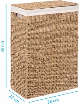 5Five Wasmand - riet - met deksel - rechthoekig - 38 x 23 x 55 cm - 40 liter — thumbnail 2