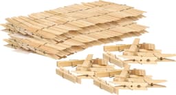 Excellent Houseware Wasknijpers - 300x - bamboe hout - 7 cm — thumbnail 1