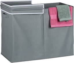 wasbox met deksel - 100 l - opvouwbaar - stof - 50 x 68 x 34 cm - draagbaar — thumbnail 1