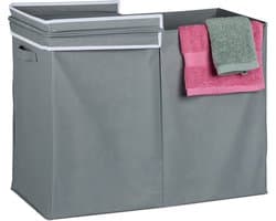 wasbox met deksel - 100 l - opvouwbaar - stof - 50 x 68 x 34 cm - draagbaar