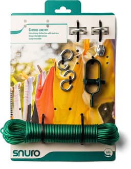 SNURO waslijn kit (20M) - Waslijndraad om zelf te installeren, complete kit - DIY Wasdraad met stalen kern voor binnen en buiten — thumbnail 1