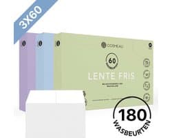 Cosmeau Proefpakket 3x60 Wasstrips 180 Wasbeurten - Lentefris Lavendel Zeebries - Wasmiddel - Voordeelverpakking - Wasvellen - Wasdoekjes - Detergent Sheets - Bamboozy - Wasmiddeldoekjes