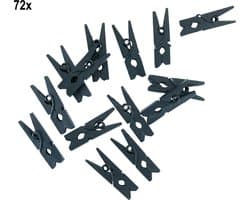 72x Mini Houten Knijpers Zwart — afbeelding 1