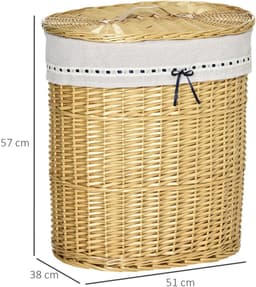 Clruro Waskorf - 51 x 38 x 57 cm - Wasmand met Deksel - 100L - Rieten Waszak - Natuur — thumbnail 2