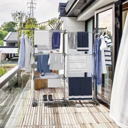 4-Laags Kledingdroogrek met Wielen – Grote RVS Wasdroger met Verstelbare Opvouwbare Vleugels – Geschikt voor Binnen & Buiten — thumbnail 3