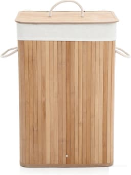 Wasmand 40 x 30 x 60 cm naturel Vuile wasmand met handgrepen deksel en uitneembare voering Opvouwbaar en ruimtebesparend Maximaal draagvermogen 20 kg Stevige en duurzame constructie — thumbnail 1