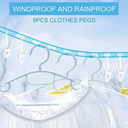 Draagbare Winddichte Nylon Waslijn - 3 Stuks 8m met Antislip Pins voor Binnen en Buiten — thumbnail 5