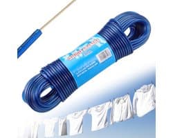 Waslijn Touw 30 m - Zware Stalen Kern, Sterke 4 mm Draad voor Buiten Tuin, Roestvrij en Waterdicht